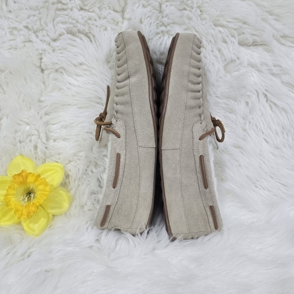 Coach Slipper Sand Suede Fleece Shearling Moccasin Sz.11 - Picture 3 of 10